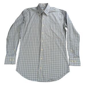 Peter Millar Mens Dress Shirt S Blue Check Plaid Nanoluxe Easycare Cotton